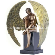 Custom made bronze fiberglass resin angel sculpture for garden decoration